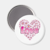 ピンクの愛とデイジー マグネット (正面/裏面)