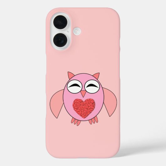 ピンクの愛のハートフクロウ Case-Mate iPhoneケース (裏面)