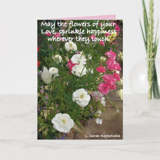 ピンクの愛の花の花束 カード (正面)