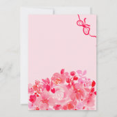ピンクの愛の開花フローラ落書きブライダルシャワー 招待状 (裏面)