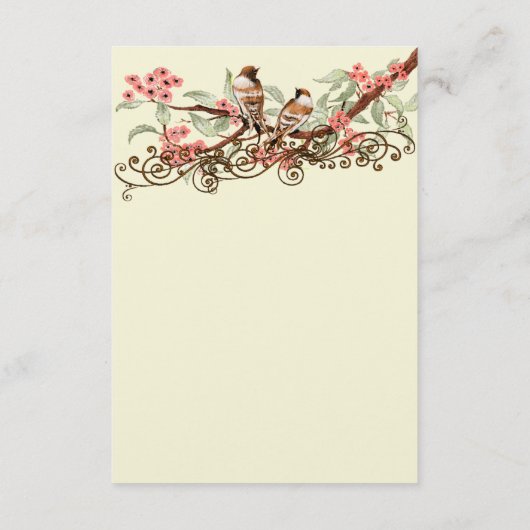 ピンクの愛の鳥のヴィンテージ囲いのWebサイトカード エンクロージャーカード (裏面)