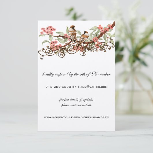 ピンクの愛の鳥のヴィンテージ囲いのWebサイトカード エンクロージャーカード (スタンド正面)