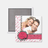 ピンクの愛の鳥の写真は日付磁石を保存 マグネット (正面/裏面)