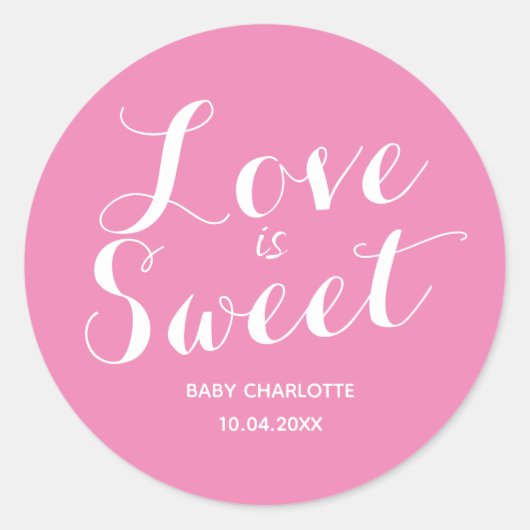 ピンクの愛は甘い女の子 ラウンドシール (正面)