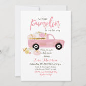 ピンクの愛らしいパンプキンがやってくる ベイビーシャワー 招待状 (正面)