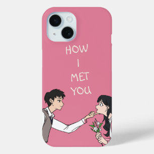 ピンクの愛カップルかわいい女の子と男の子の電話ケース iPhone 15ケース