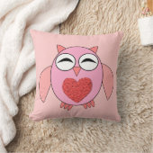 ピンクの愛ハートフクロウの枕 クッション (ブランケット)