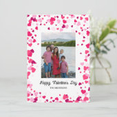 ピンクの愛ハート家族の写真バレンタインデー シーズンカード (スタンド正面)