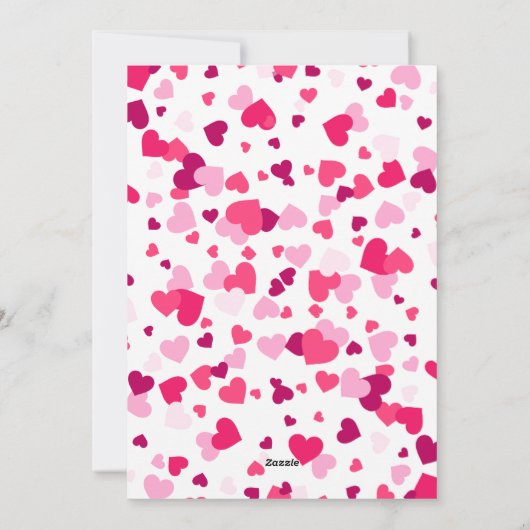 ピンクの愛ハート家族の写真バレンタインデー シーズンカード (裏面)