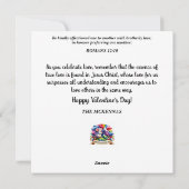 ピンクの愛ハート水色の花マウスバレンタイン シーズンカード (裏面)