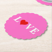 ピンクの愛ロマンチックエレガント ペーパーコースター (アングル)
