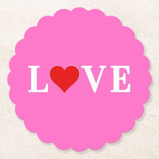 ピンクの愛ロマンチックエレガント ペーパーコースター (正面)