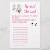 ピンクの愛彼は彼女はシャワーゲームカードを言った チラシ (正面)