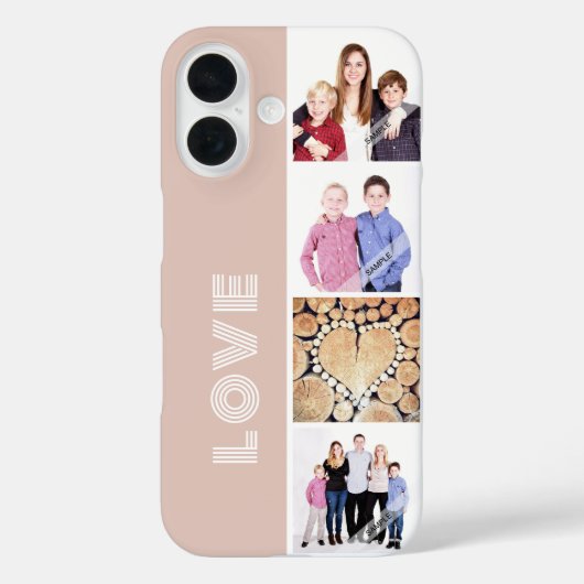 ピンクの愛情あふれる4枚のフォトコラージュ家族 Case-Mate iPhoneケース (裏面)