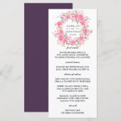 ピンクの愛 | ラスティックローズの花輪 ウェディングメニュー メニュー (正面/裏面)