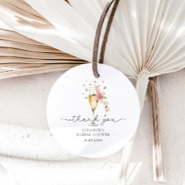 ピンクの感謝の真珠とプロセッコの花嫁シャワー フェイバータグ