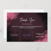 ピンクの感謝カード テンプレート、ビジネス感謝カード サンキューカード (正面/裏面)