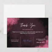 ピンクの感謝カード テンプレート、ビジネス サンクス サンキューカード (正面/裏面)
