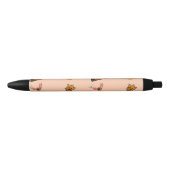 ピンクの感謝模様 黒ボールペン (正面)