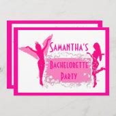 ピンクの成人バチェロレッテ 招待状 (正面/裏面)