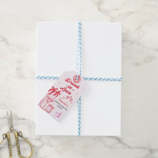 ピンクの手お洒落引きカクテルバチェロレッテ ギフトタグ (より糸付き)