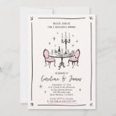 ピンクの手お洒落引きディナーテーブルリハーサル 招待状 (正面)