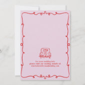 ピンクの手お洒落引き結婚式の日付を保存 招待状 (裏面)