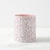ピンクの手かわいらし引きバブルハートバレンタイン マグカップ (中央)