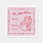 ピンクの手がナプキンの前結婚の夜を引いた スタンダードカクテルナプキン (正面)