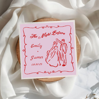 ピンクの手がナプキンの前結婚の夜を引いた スタンダードカクテルナプキン