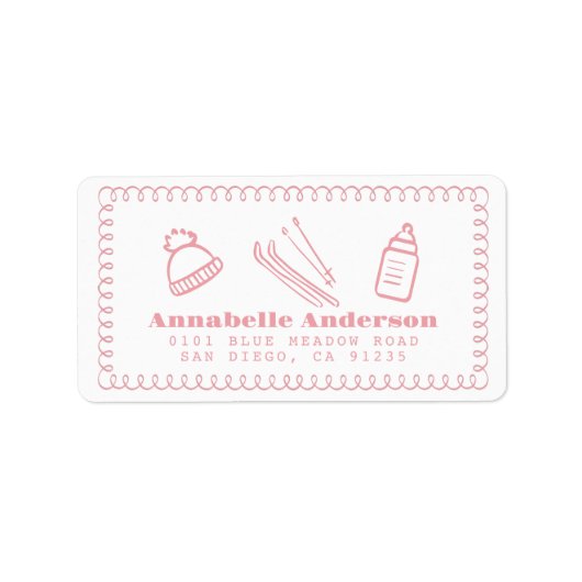 ピンクの手で描かれたアペールベベベベビシャワーアドレス ラベル (正面)