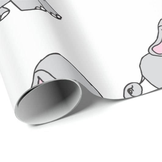 ピンクの手で描かれた象のパターン象の漫画 ラッピングペーパー (ロールコーナー)