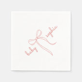 ピンクの手を引いた弓ガール赤ちゃんシャワー スタンダードカクテルナプキン (正面)