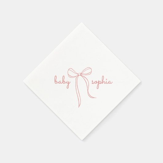 ピンクの手を引いた弓ガール赤ちゃんシャワー スタンダードカクテルナプキン (角)