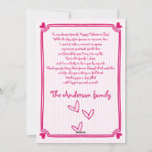 ピンクの手を引いた弓バレンタインデーの写真ホリデー シーズンカード (裏面)