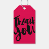 ピンクの手レタリング書道ありがとうギフトラベル ギフトタグ (正面)