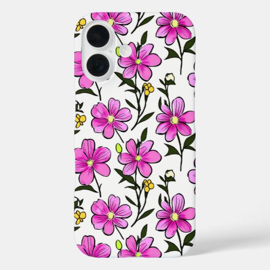 ピンクの手付き花デイジー花柄 Case-Mate iPhoneケース (裏面)