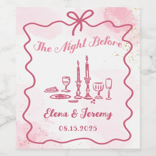 ピンクの手描きのユニークなウェインボトルラベル ワインラベル (シングルラベル)