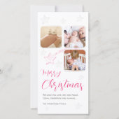 ピンクの手描きの流れ星の3枚の写真 シーズンカード (正面)