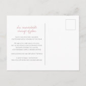 ピンクの手描きの葉のモノグラム結婚式中止カード 案内ポストカード (裏面)