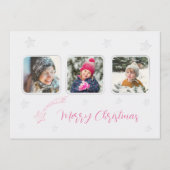 ピンクの手描きスターの風景写真クリスマス シーズンカード (正面)