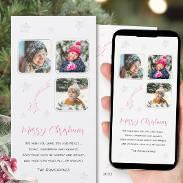 ピンクの手描きスター 冬の3枚の写真 クリスマス