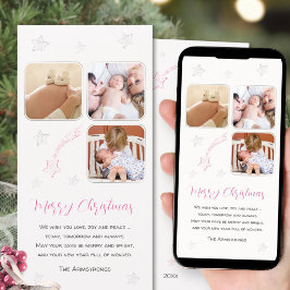 ピンクの手描きスター 赤ちゃんの最初の写真 クリスマス
