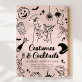 ピンクの手描きハロウィーンの衣装パーティの招待状 招待状
