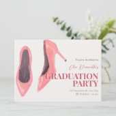 ピンクの手描きヒール卒業パーティー 招待状 (スタンド正面)
