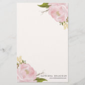 ピンクの手描き水彩牡丹文房具 便箋 (正面)