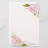 ピンクの手描き水彩牡丹文房具 便箋 (正面/裏面)