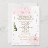 ピンクの手描き雲ワインのバチェロレッテ日程 招待状 (裏面)