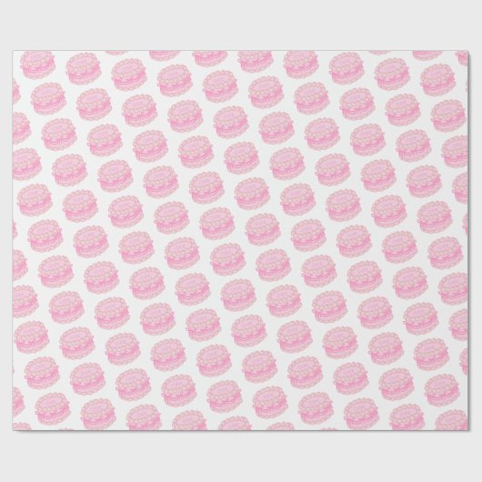 ピンクの手書きお誕生日ケーキ編集可能な年 ラッピングペーパー (フラット)