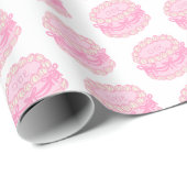 ピンクの手書きお誕生日ケーキ編集可能な年 ラッピングペーパー (ロールコーナー)